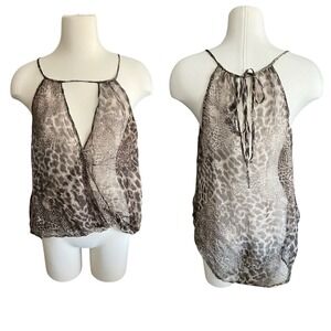Single LA Y2K Animal Print Sheer Tank Top SZ.M Silk Festival Boho Sheer Feminine